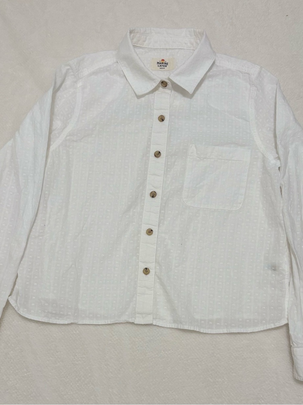 Marine Layer White Women’s Button-Down Textured Shirt